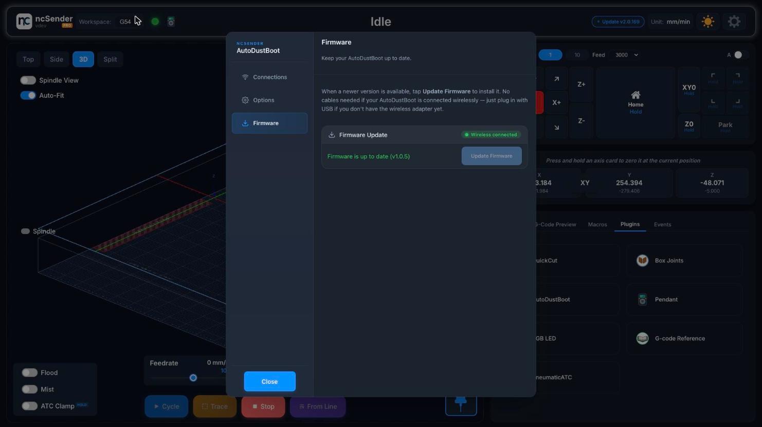 AutoDustBoot Firmware tab