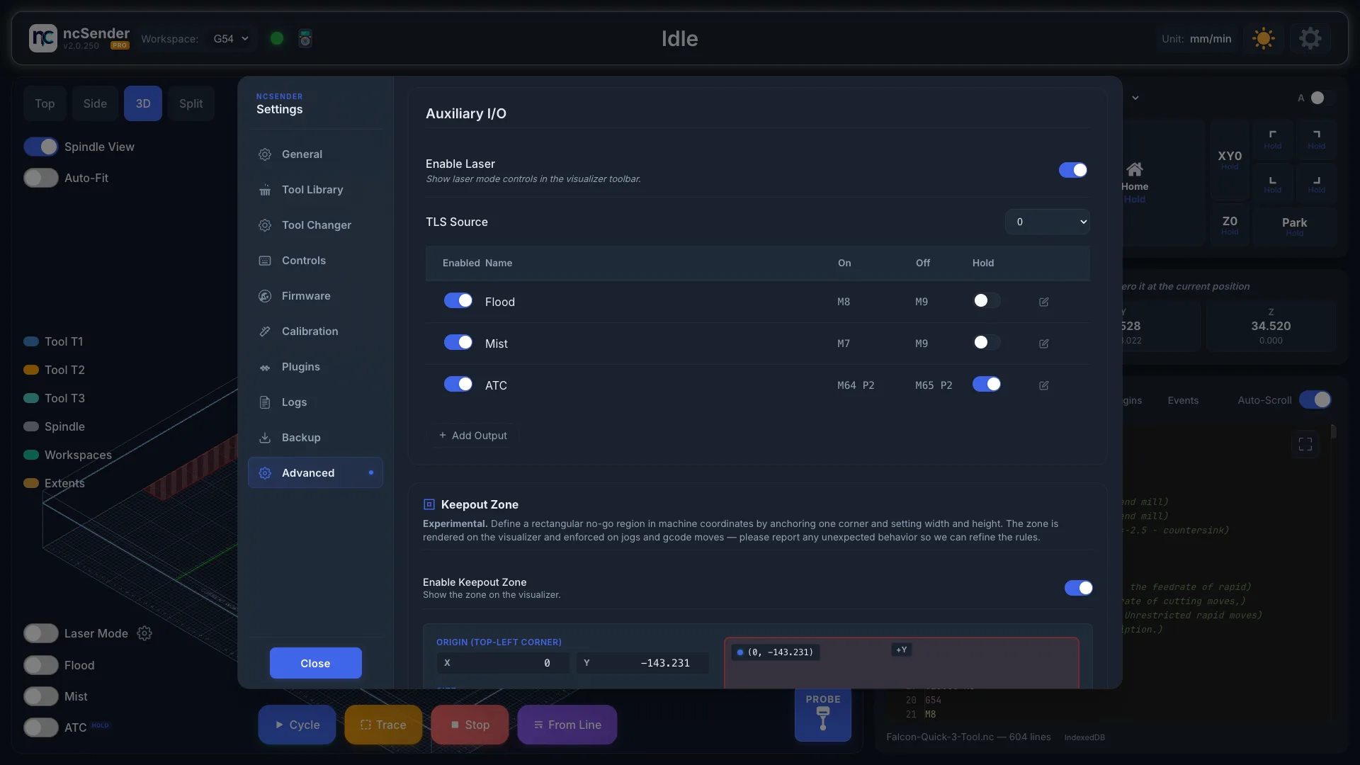 Enable Laser setting