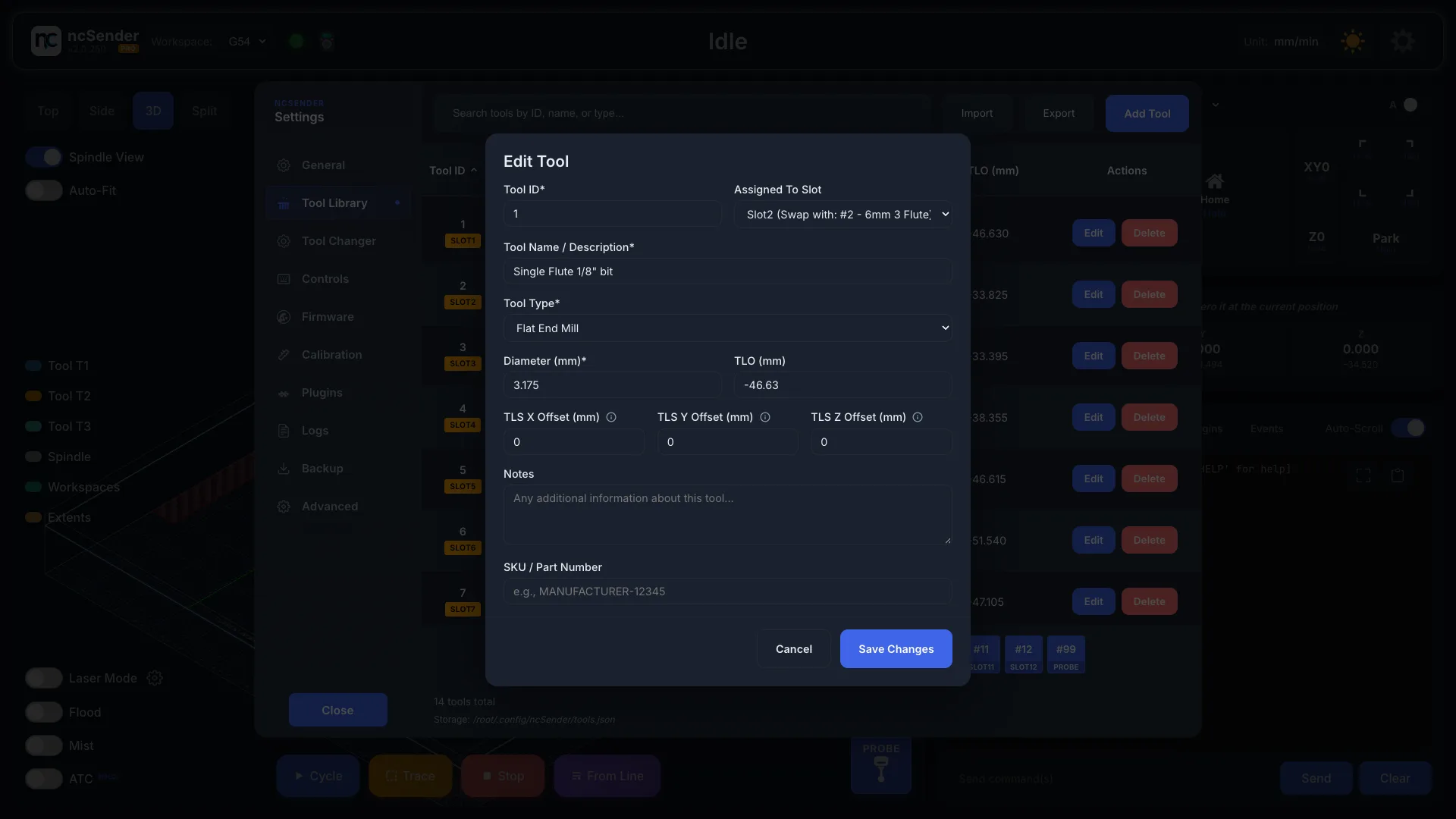 Edit Tool dialog