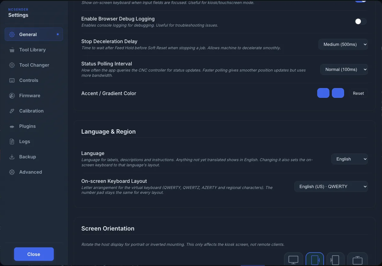 Keyboard layout setting