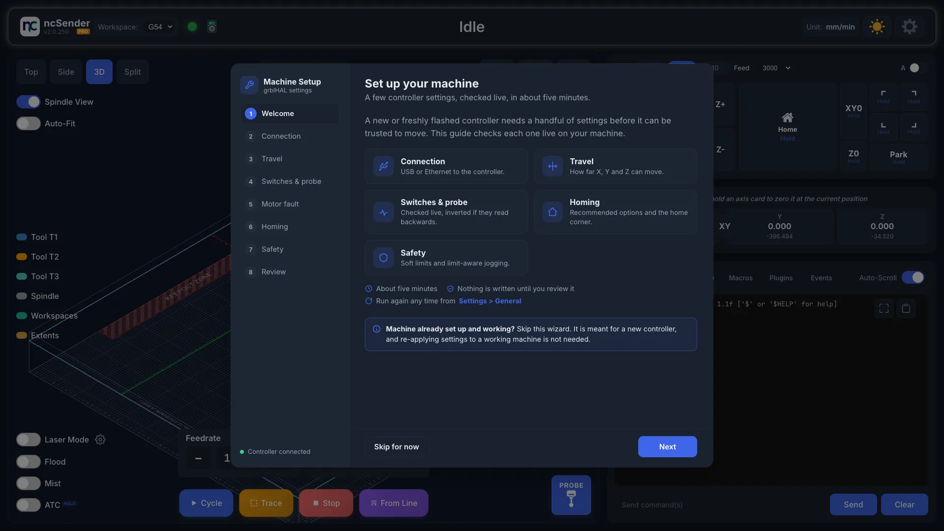 Machine Setup Wizard welcome page